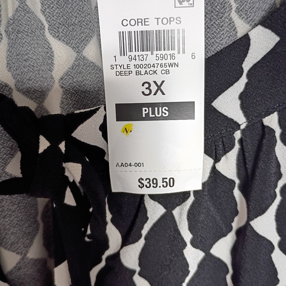 JM Collection, NWT, Core Tops, Deep Black And White, 3x And 4x - Picture 3 of 8